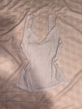 American Eagle Outfitters Ribbed V-Neck Camisole - Light Gray